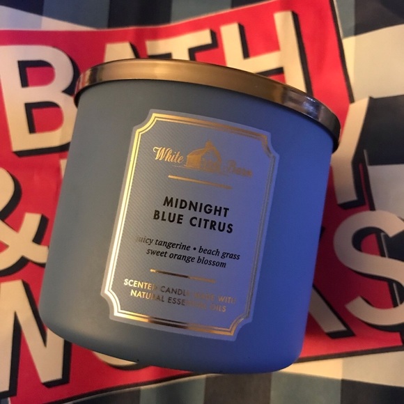 BBW midnight blue citrus 3 wick candle